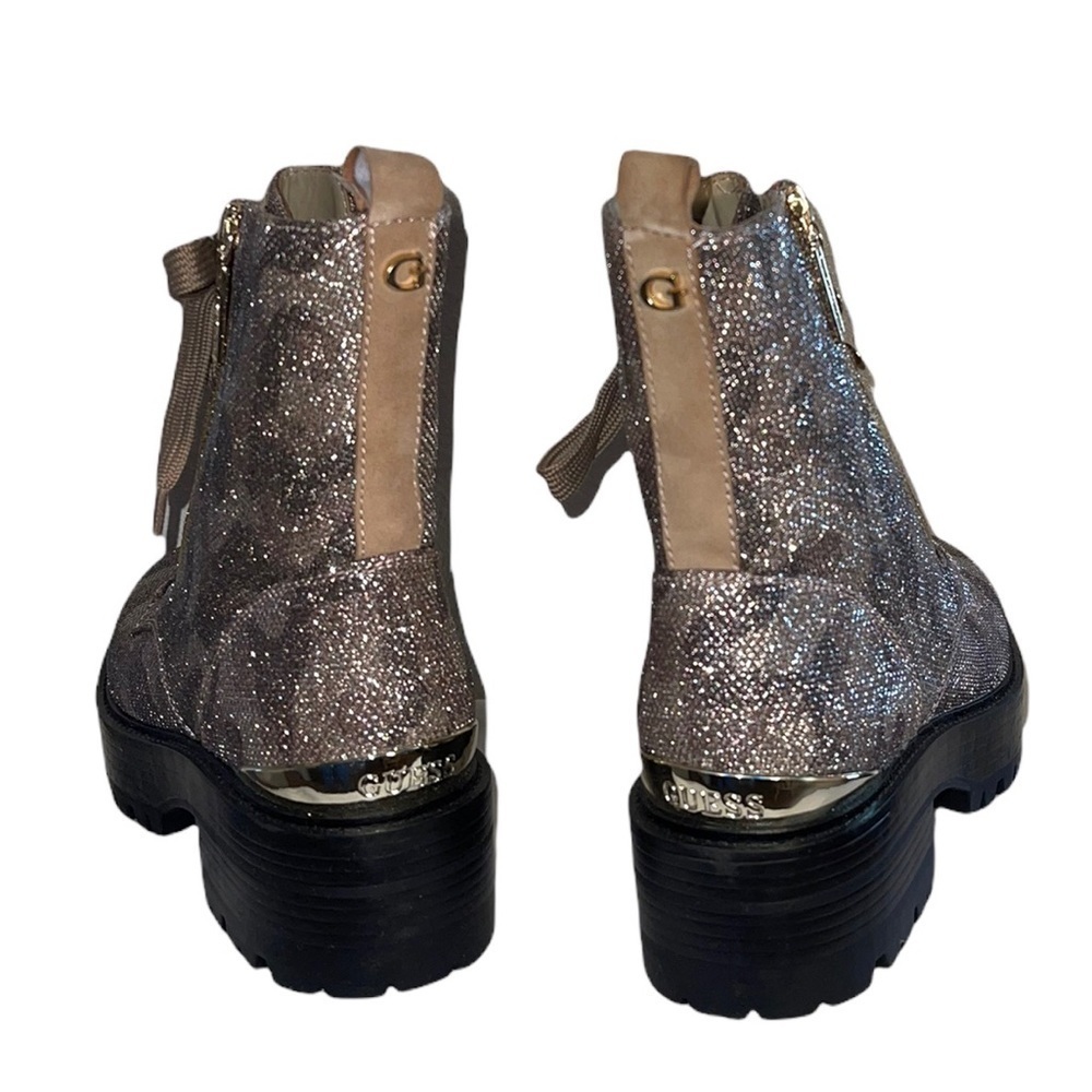Guess Fearne Lug Sole Glitter Gold combat Boots. Size 9 1/2. - NWOT - Picture 14 of 16